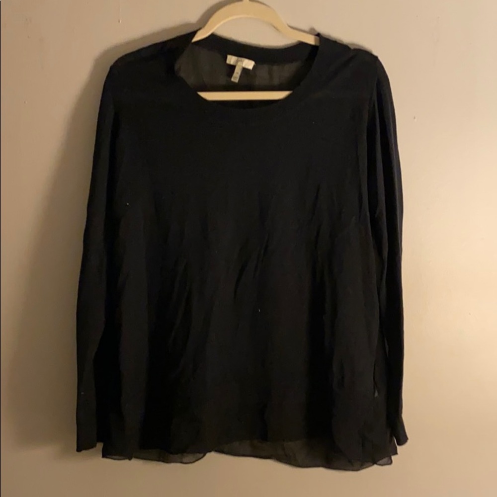Joie wool and silk sheer back top